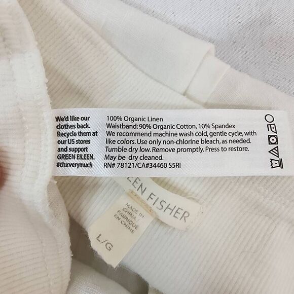 Eileen Fisher Size Large Women's 100% Organic Cotton Drawstring Waist Trouser Pa - Picture 7 of 8